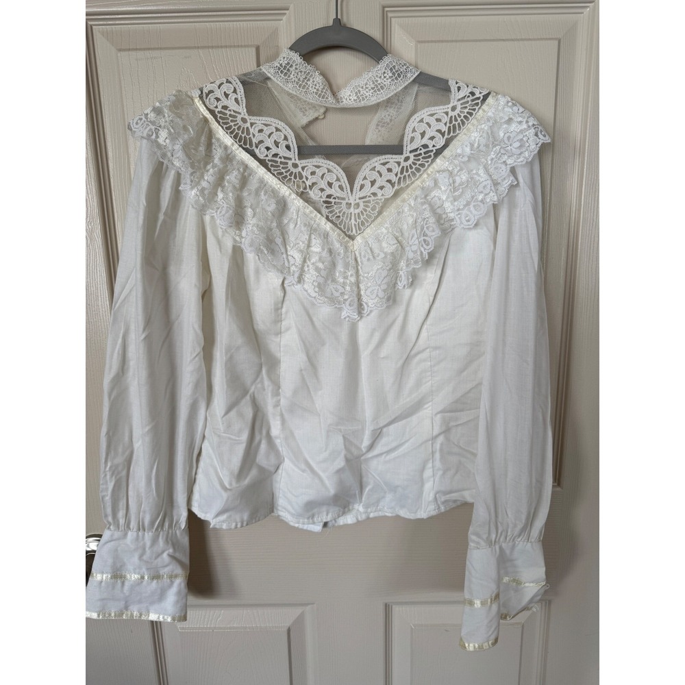 Gunne Sax Vintage Lace Blouse‎ Victorian Edwardian Style Top White Size Small n1 - Picture 3 of 7